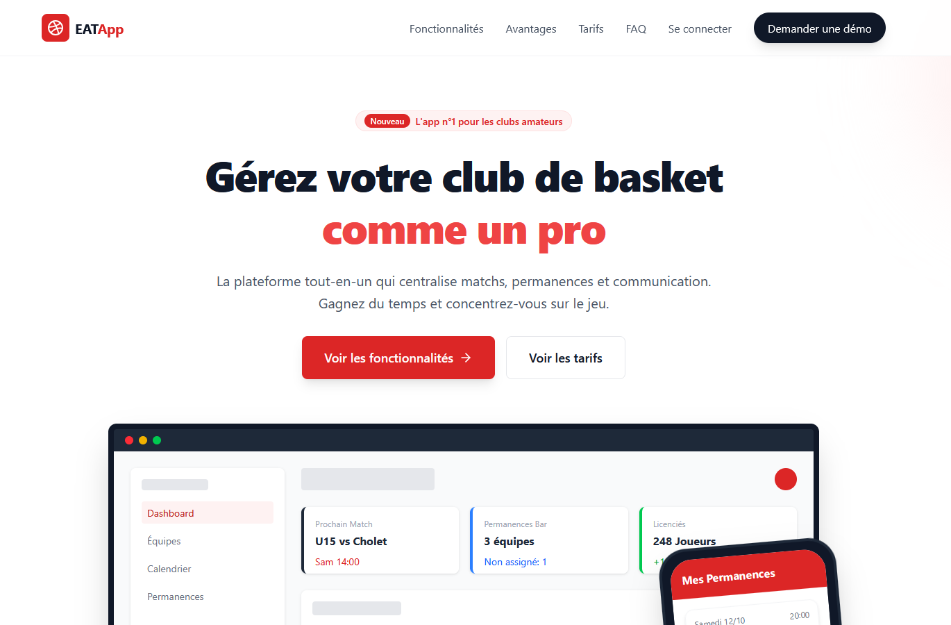Aperçu de l'application EAT App